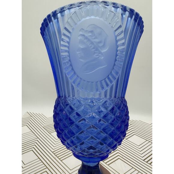 Vintage Avon Fostoria American Pink Glaskelch With Relief From Pressed Glass - Picture 3 of 7